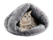 Cat Cave Bed Soft Plush Pet Bed - GREY