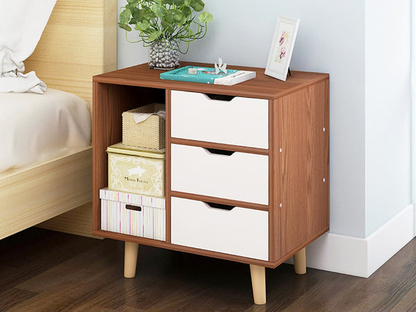 LUCA Bedside Table Nightstand - WALNUT