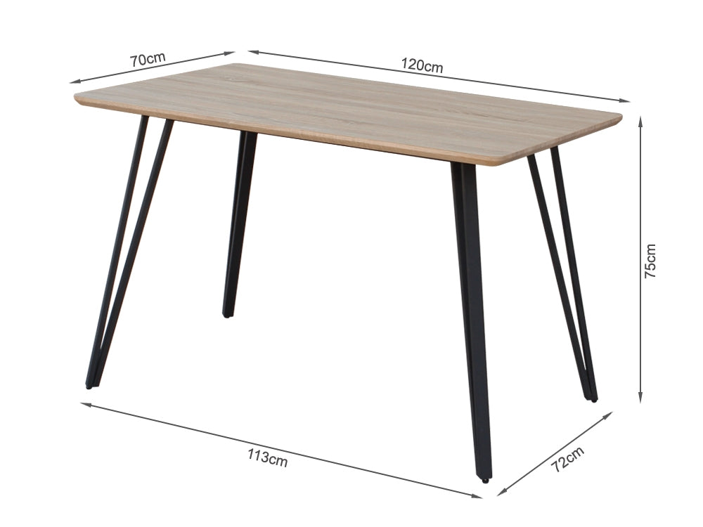 ALLIE Dining Table Rectangle 120x70cm - OAK