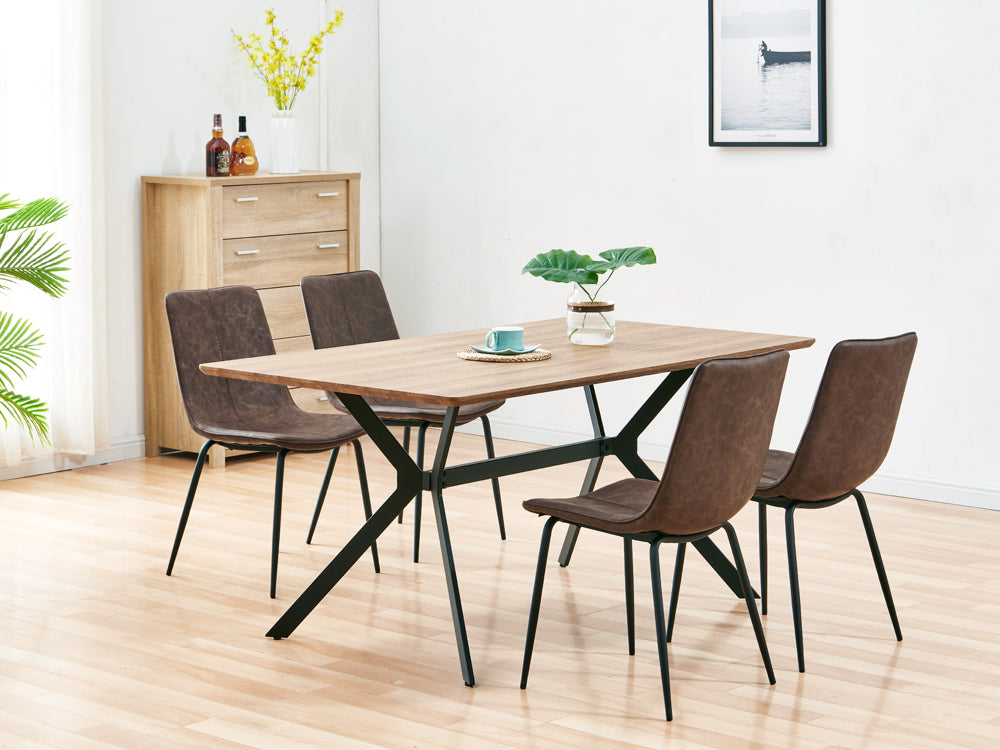 ROWAN 4PCS Dining Chair - BROWN