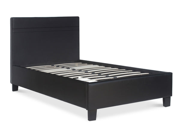 LOGAN Single PU Bed Frame - BLACK