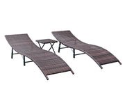 BALI Rattan Outdoor Folding Sun Lounger Set 3PCS