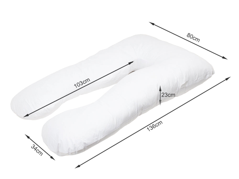 Pregnancy Maternity Pillow Support U-Shape - WHITE (0.023m3 - 3.35kg)