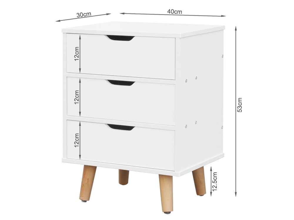 DREW Bedside Table Nightstand - WHITE