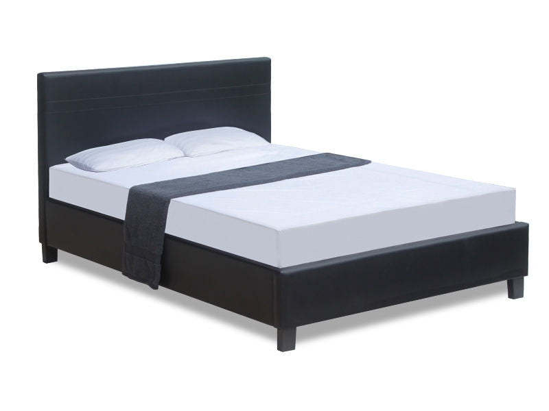 LOGAN Queen PU Bed Frame - BLACK