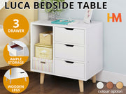 LUCA Bedside Table Nightstand - WHITE