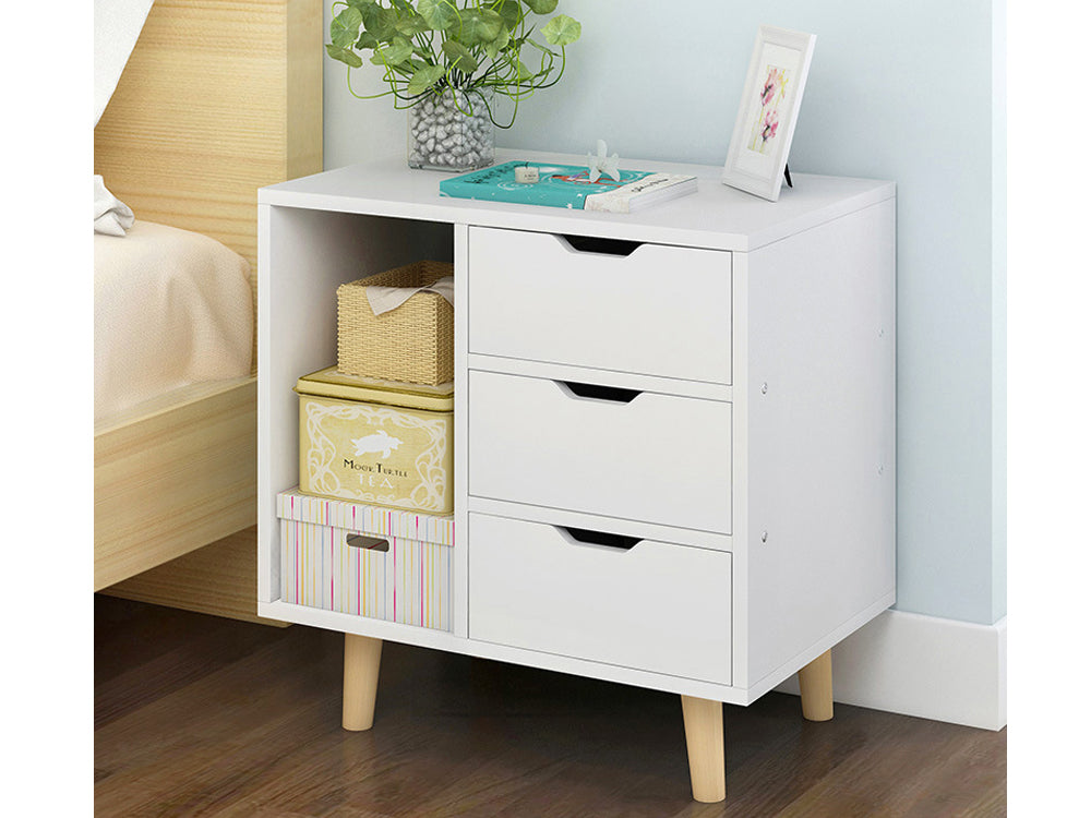 LUCA Bedside Table Nightstand - WHITE