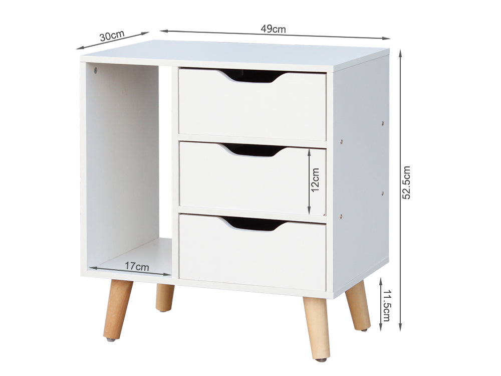 LUCA Bedside Table Nightstand - WHITE