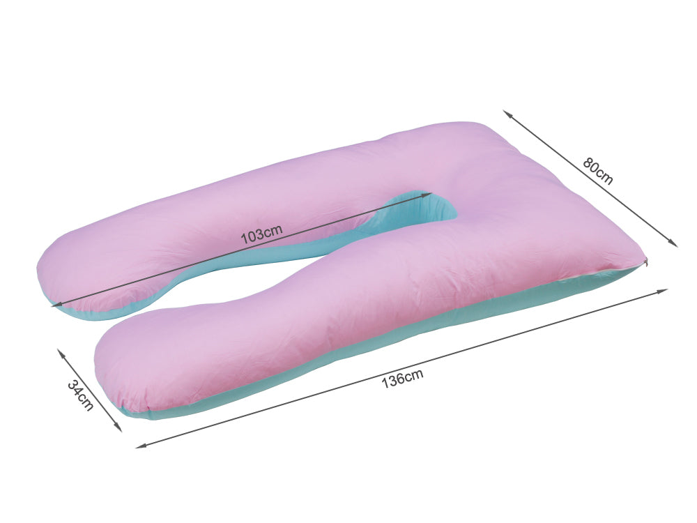 Pregnancy Maternity U-Shape Pillow - PINK + BLUE (0.023m3 - 3.3kg)