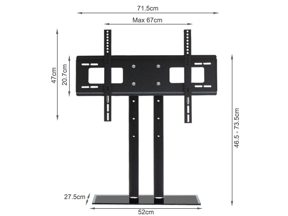 TV Stand With Glass Base Height Adjustable 32-70" (0.022m3 - 9kg)