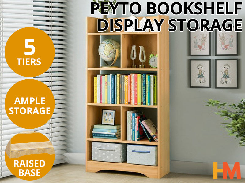 PEYTO 5 Tiers Bookshelf Display Storage Shelf