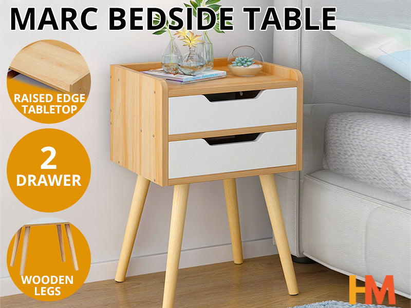 MARC Bedside Table Nightstand - OAK