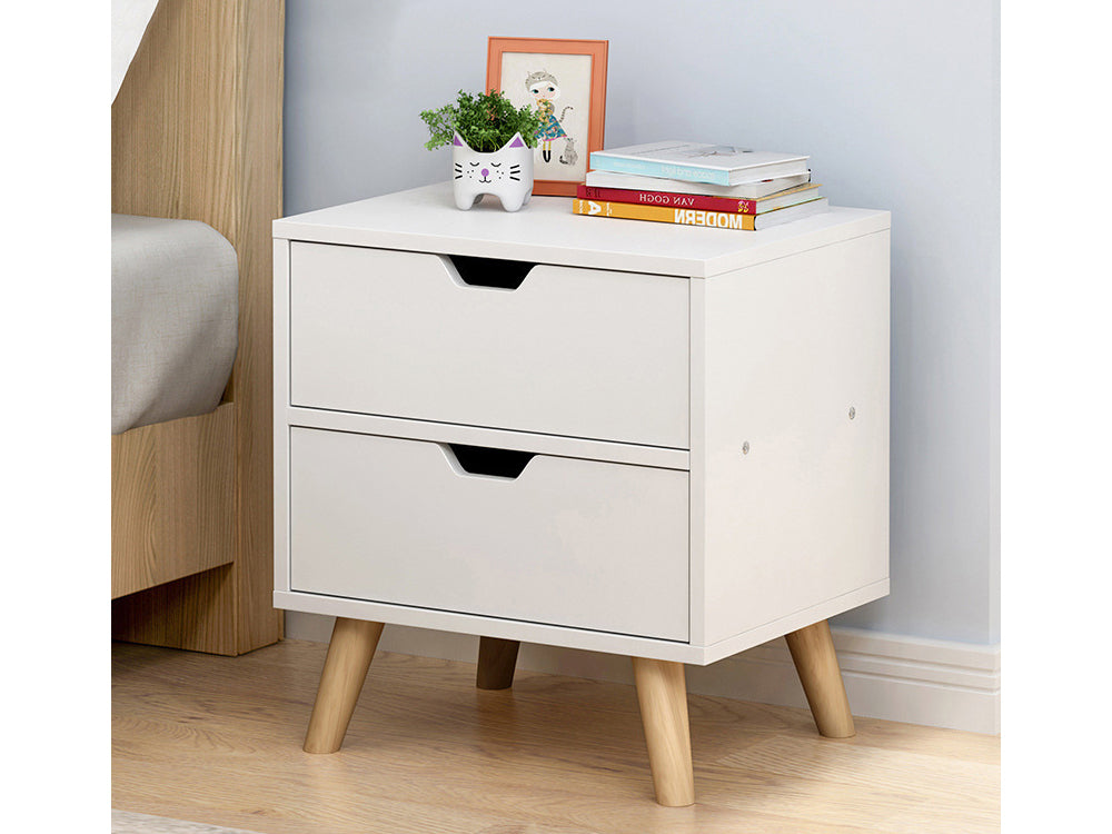 LOY Bedside Table Nightstand - WHITE