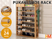PUKAKI 7 Tiers Shoe Rack Organiser Shelf - OAK