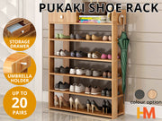 PUKAKI 6 Tiers Shoe Rack Organiser Shelf - MAPLE