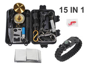 15 in 1 Survival Equipment Hiking Camping Tool Box Set