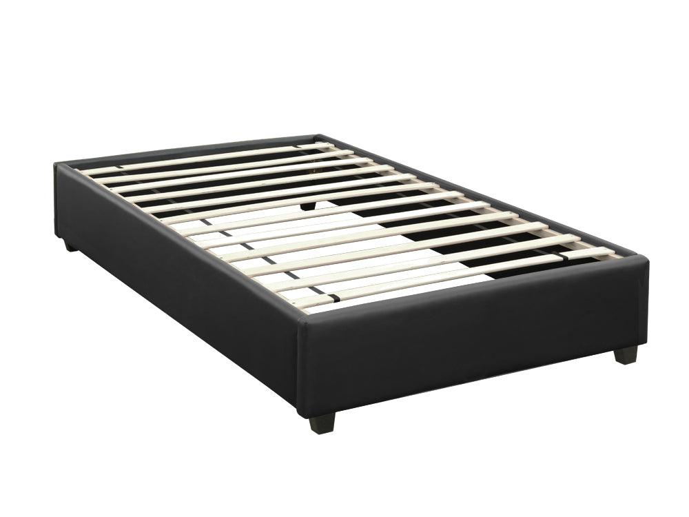 FUJI King Single PU Bed Frame - BLACK