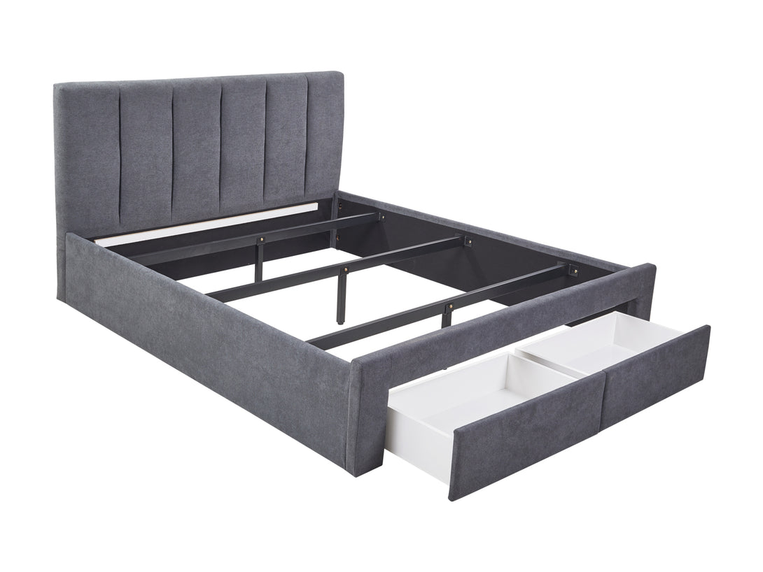 HLOLELA King Bed Frame with Storage - DARK GREY