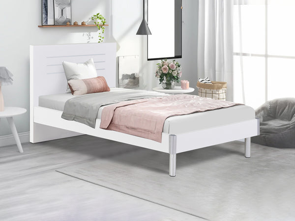 MAKALU Single Wooden Bed Frame - WHITE