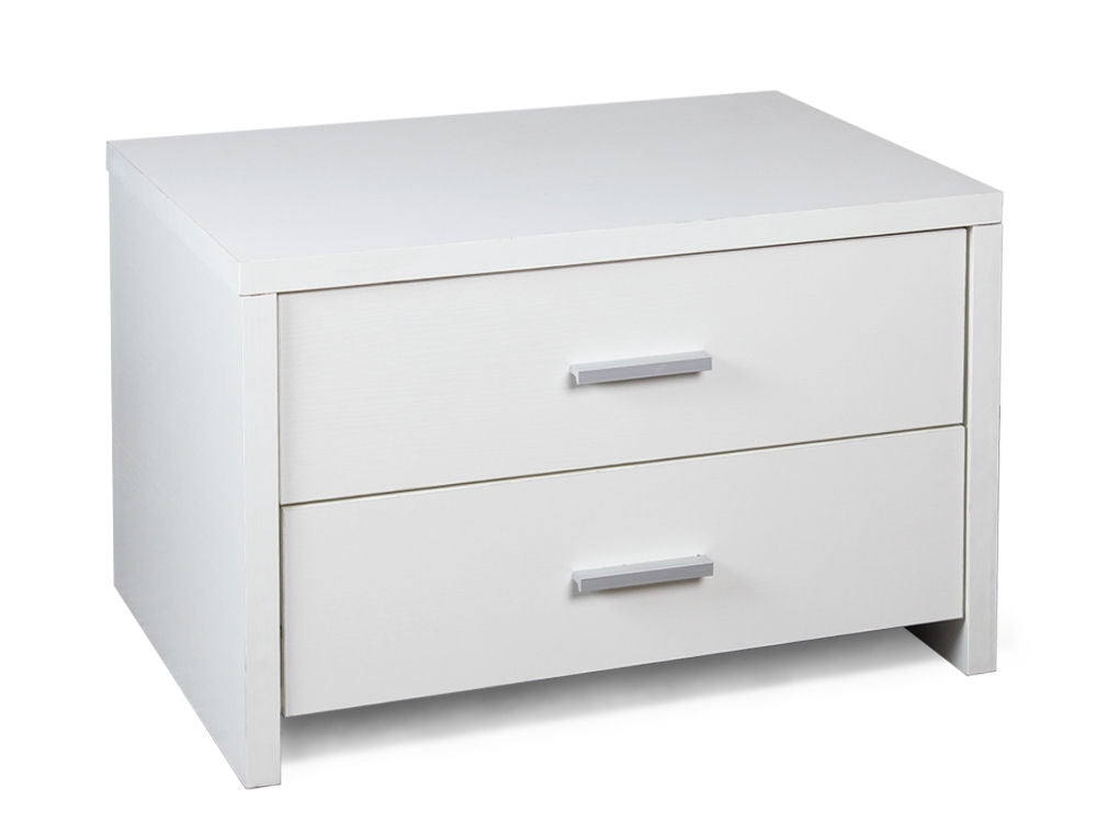 ABEL Bedside Table with 2 Drawer - WHITE