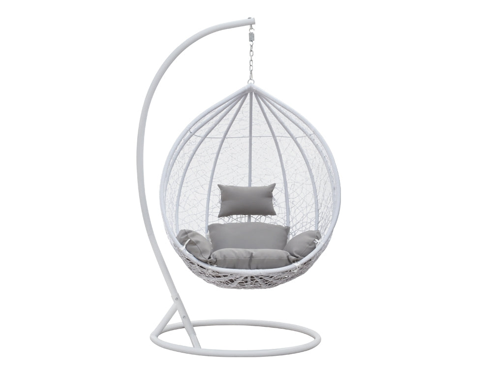 MYKONOS Rattan Outdoor Furniture Egg Swing Hanging Chair - WHITE