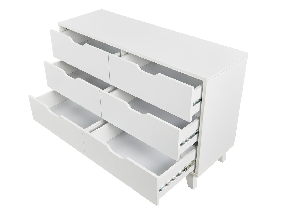 SCHERTZ Wooden Low Boy 6 Drawers - WHITE