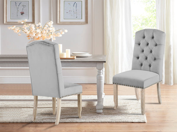 LAYLA 2PCS Velvet Dining Chair - GREY