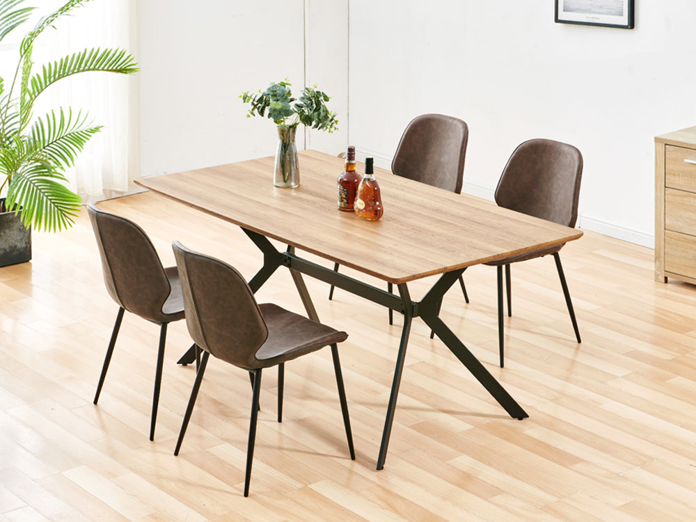 SLOANE 4PCS Dining Chair - BROWN