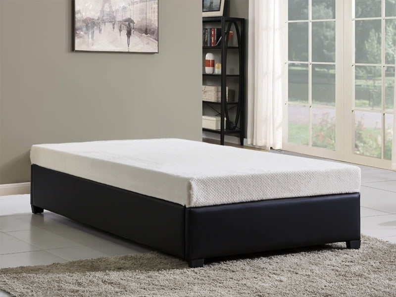 FUJI King Single PU Bed Frame - BLACK