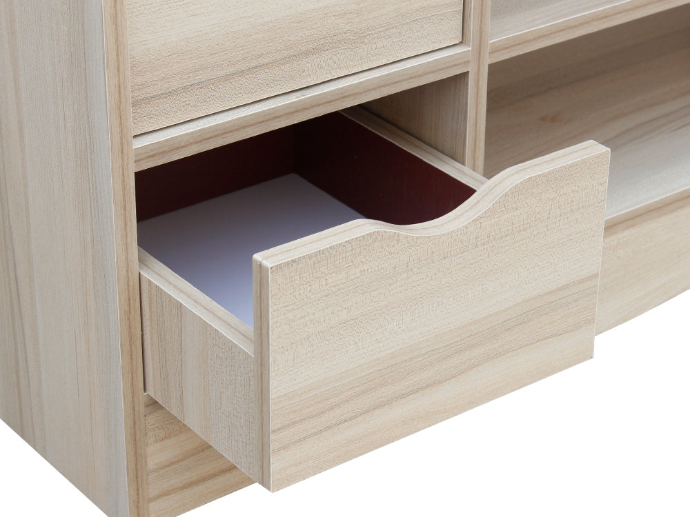 80CM 2 Drawer Shoe Rack Bench - MAPLE + GREY