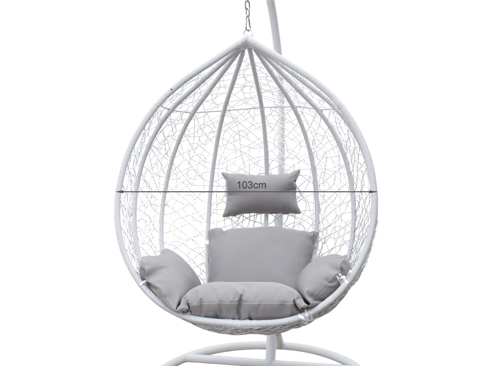 MYKONOS Rattan Outdoor Furniture Egg Swing Hanging Chair - WHITE