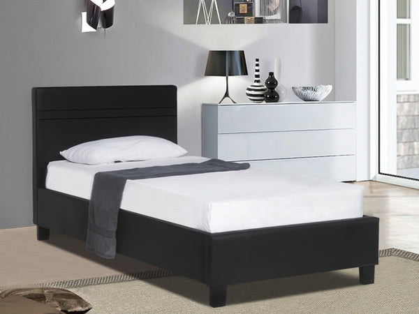 LOGAN King Single PU Bed Frame - BLACK
