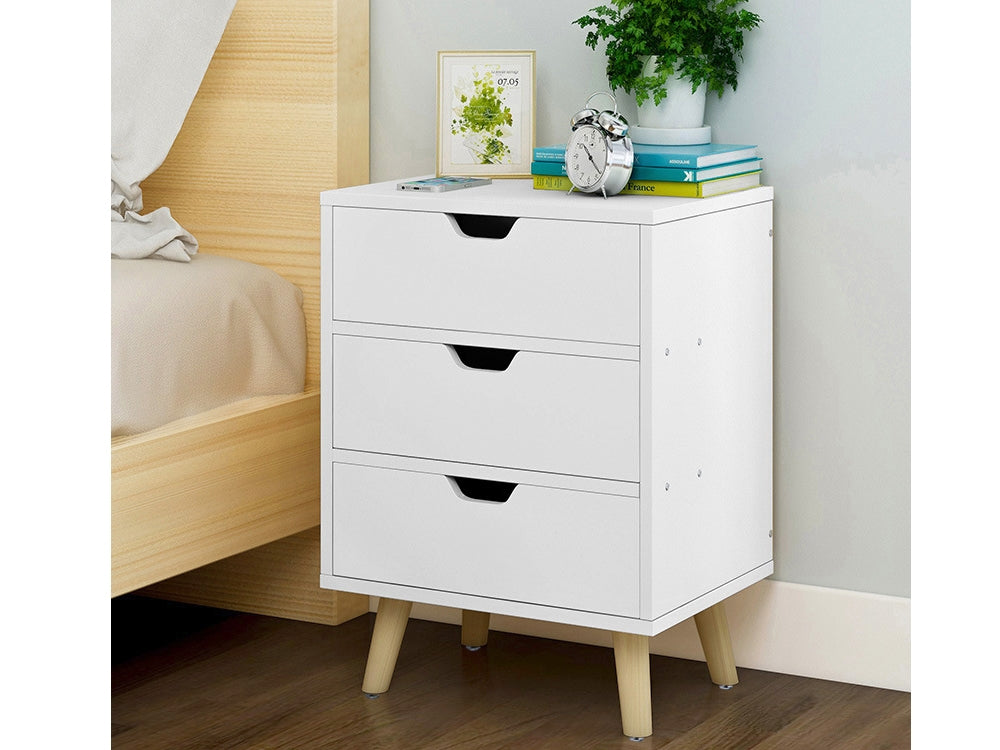 DREW Bedside Table Nightstand - WHITE