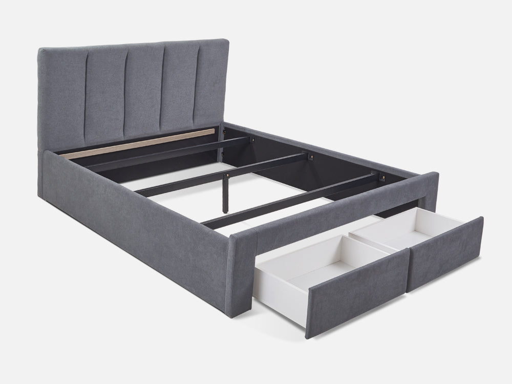 HLOLELA Queen Bed Frame with Storage - DARK GREY