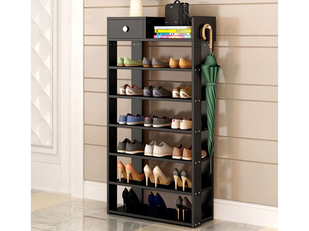 TAHUNA 7 Tiers Shoe Rack Organiser Storage Shelf - BLACK