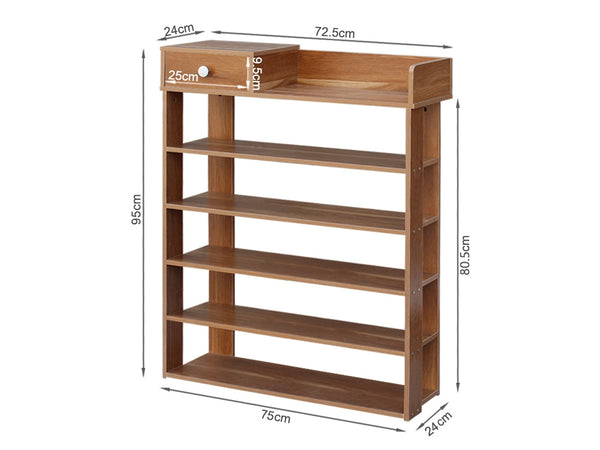 PUKAKI 6 Tiers Shoe Rack Organiser Shelf - MAPLE