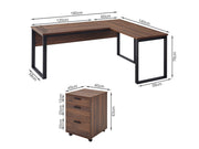 NAKIA Computer Corner Desk with Filing Cabinet - WALNUT