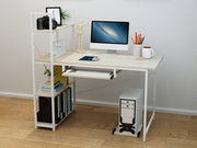 GAYLE 120cm Computer Desk with Bookshelf - WHITE