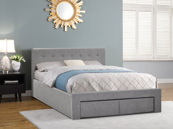 JULIAN Queen Bed Frame with Storage - LIGHT GREY