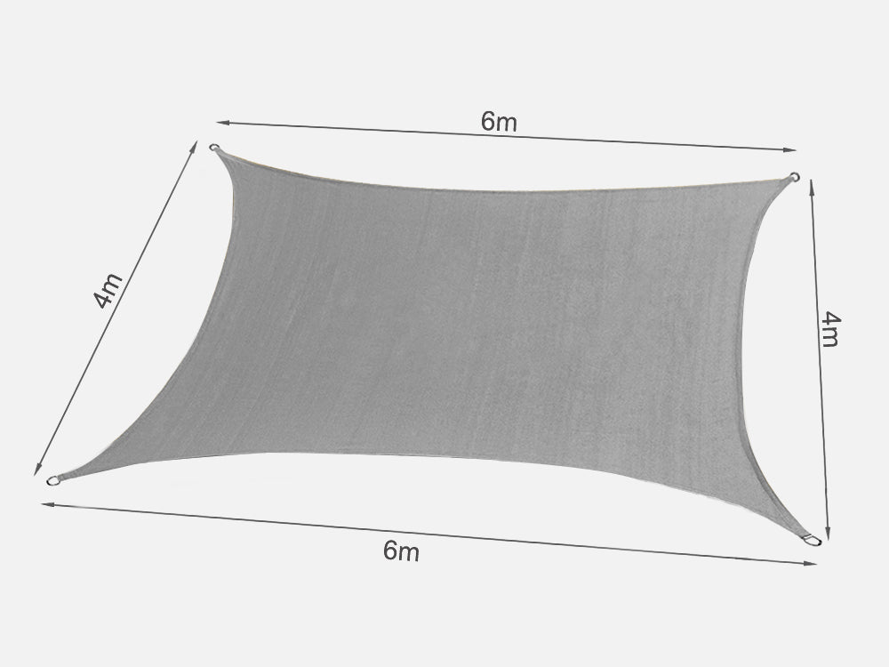 TOUGHOUT Shade Sail Rectangle 4m x 6m - GREY