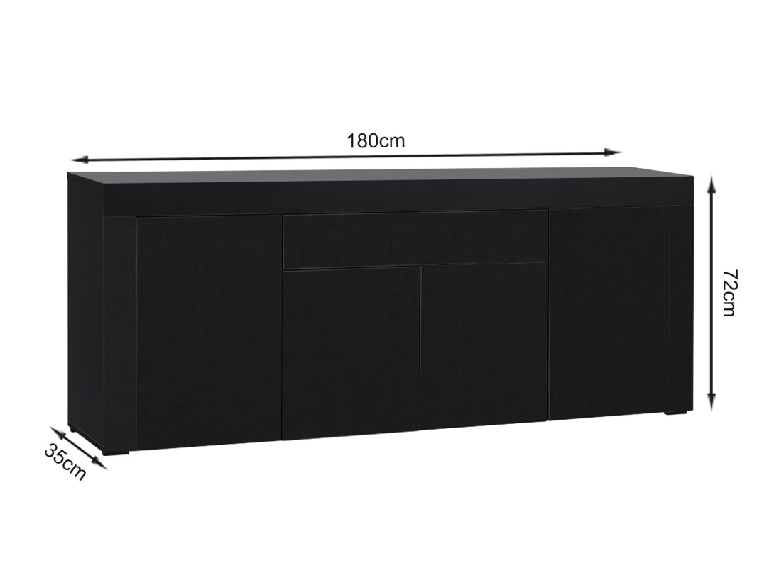 GUIER High Gloss Sideboard Buffet Table - BLACK