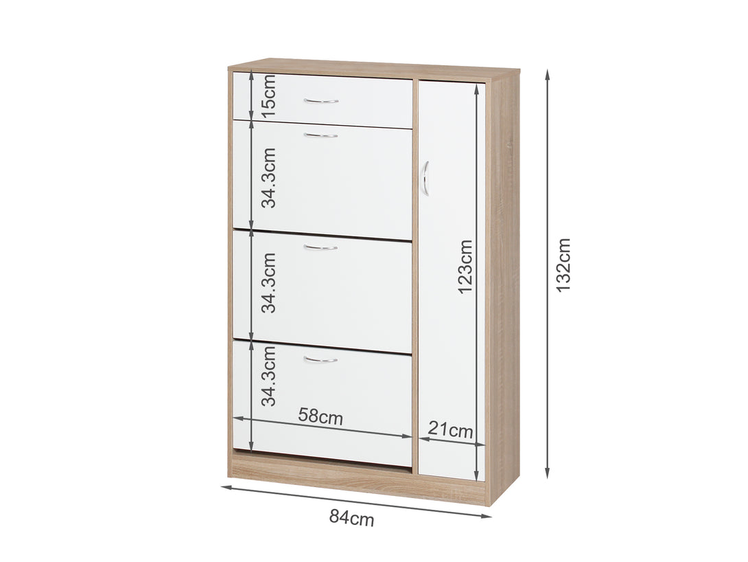 HOROTEA 4 Drawer Shoe Cabinet Storage Rack - OAK