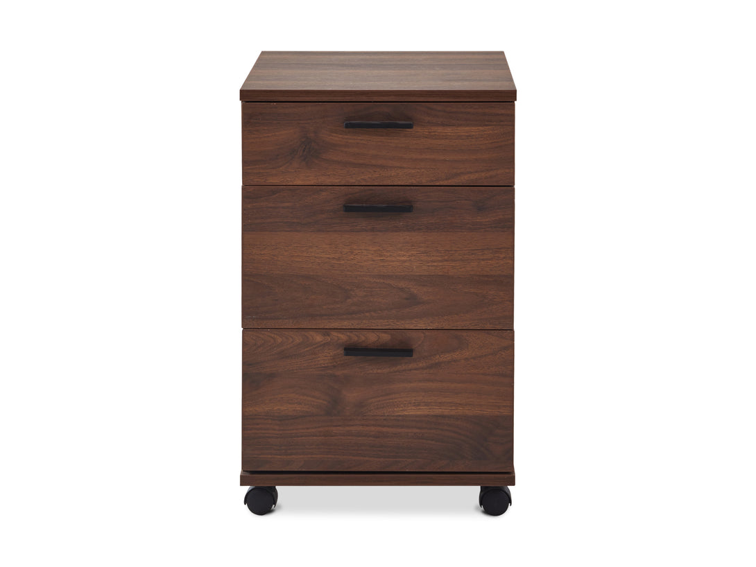 NAKIA Computer Corner Desk with Filing Cabinet - WALNUT