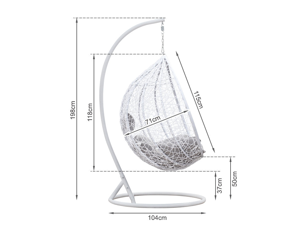 MYKONOS Rattan Outdoor Furniture Egg Swing Hanging Chair - WHITE