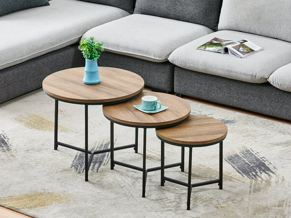 MENA Coffee Table Nest of Tables Side Table 3PCS - WALNUT