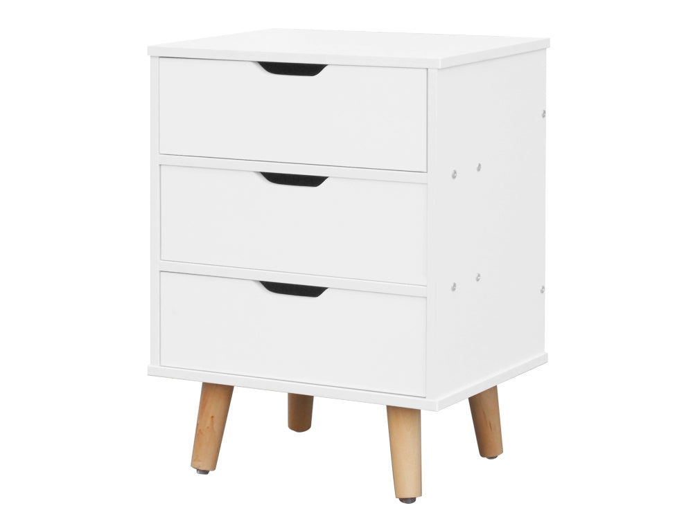 DREW Bedside Table Nightstand - WHITE