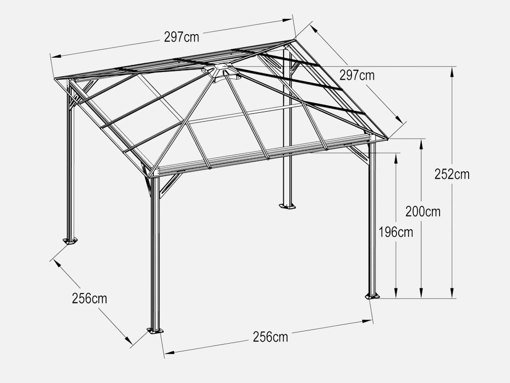 Patio Gazebo Aluminium Hardtop Gazebo 3x3M