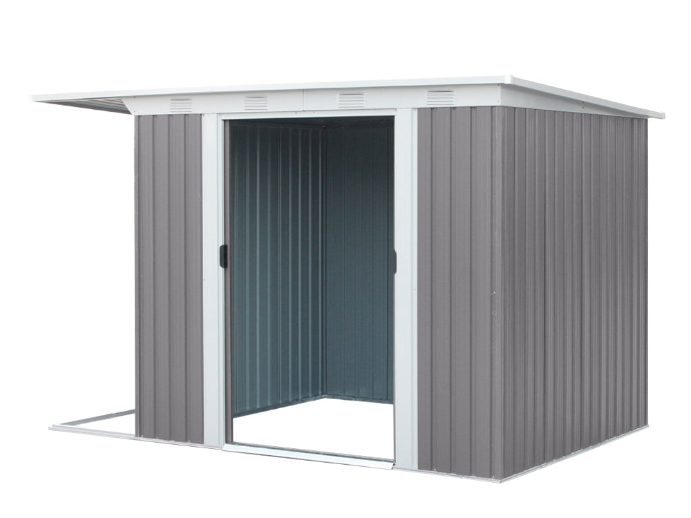 TOUGHOUT Garden Shed with Side Canopy 3.03M x 1.93M x 1.9M GREY