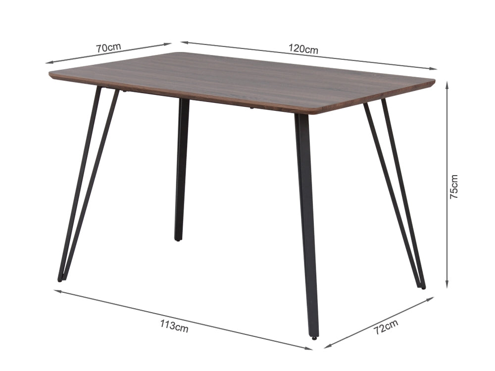 ALLIE Dining Table Rectangle 120x70cm - WALNUT