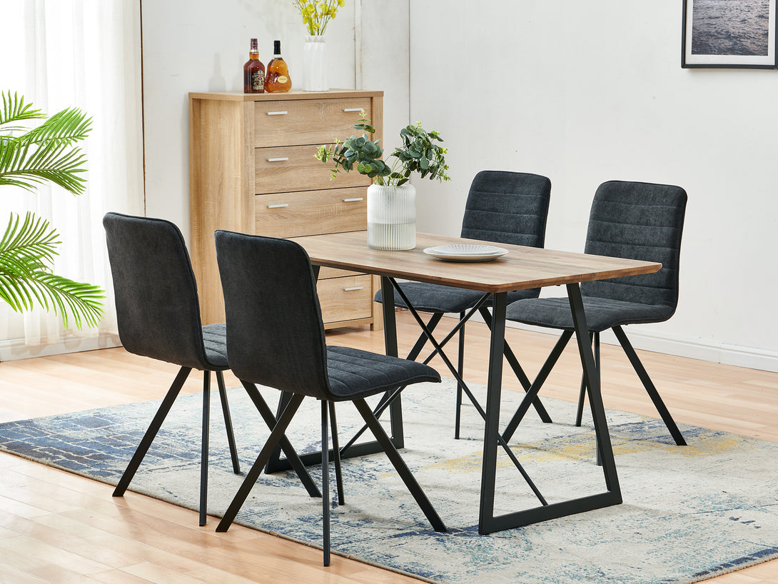 NOELLE 4PCS Upholstered Dining Chair - DARK GREY